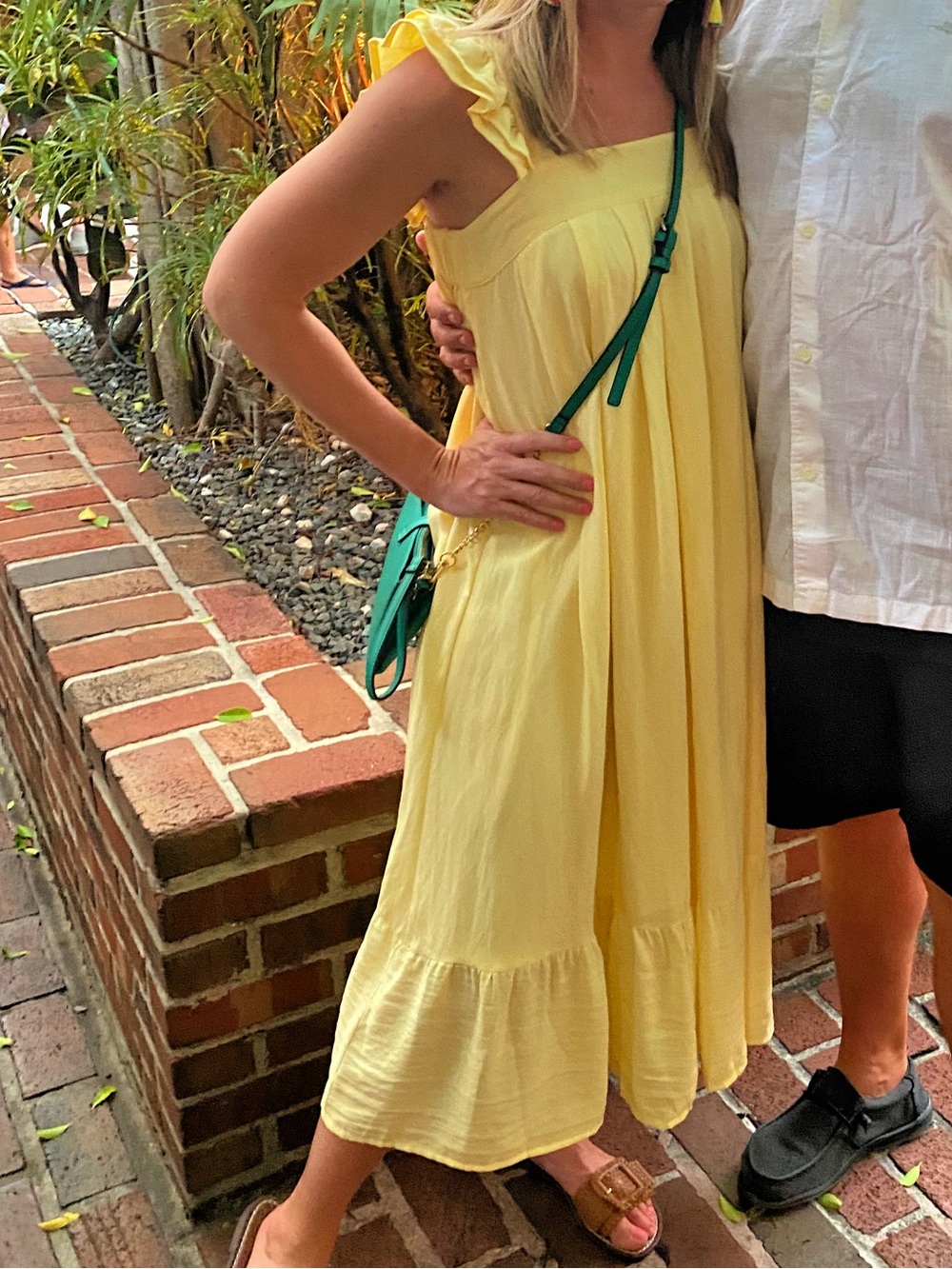 Red Dress Boutique Yellow Ruffle-Strap Midi Dress